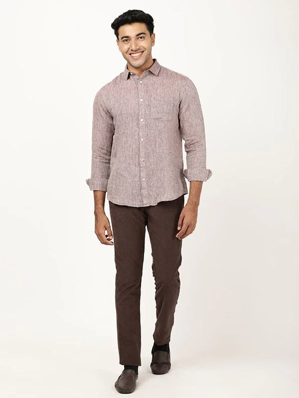 Men's Solid Full Sleeves Linen Shirt - Image 9