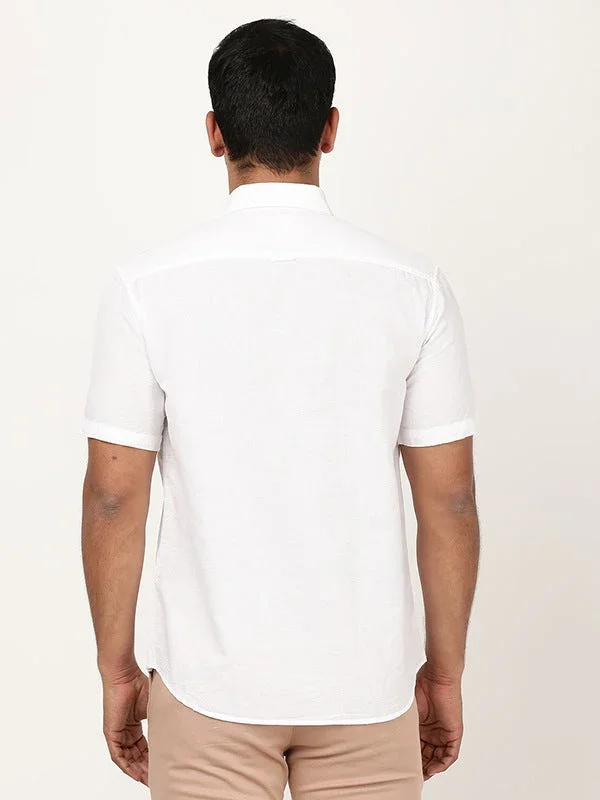Men's Solid Half Sleeves Cotton Blend Shirt - Image 10