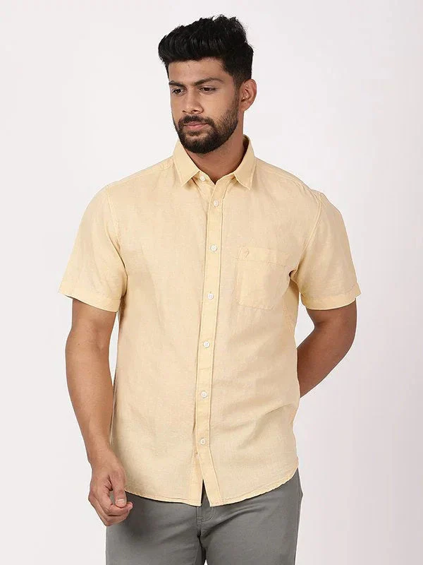 Men's Solid Half Sleeves Cotton Blend Shirt - Image 12