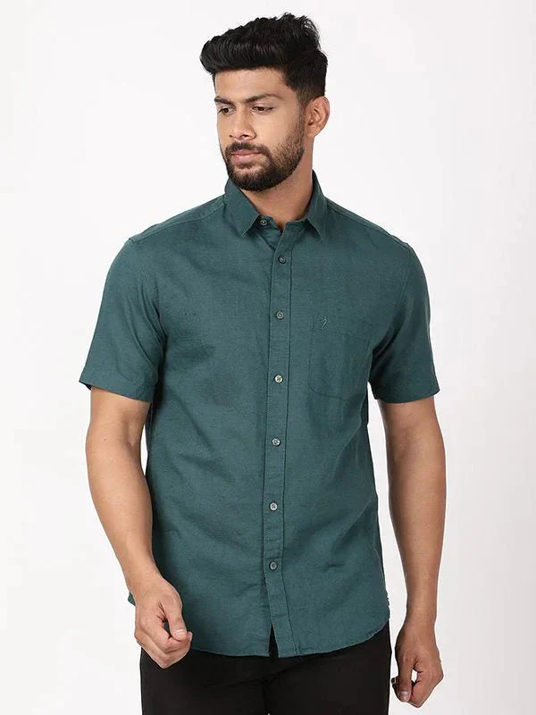 Men's Solid Half Sleeves Cotton Blend Shirt - Image 13