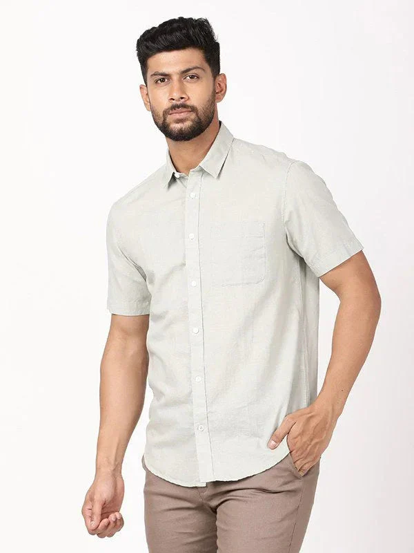 Men's Solid Half Sleeves Cotton Blend Shirt - Image 15
