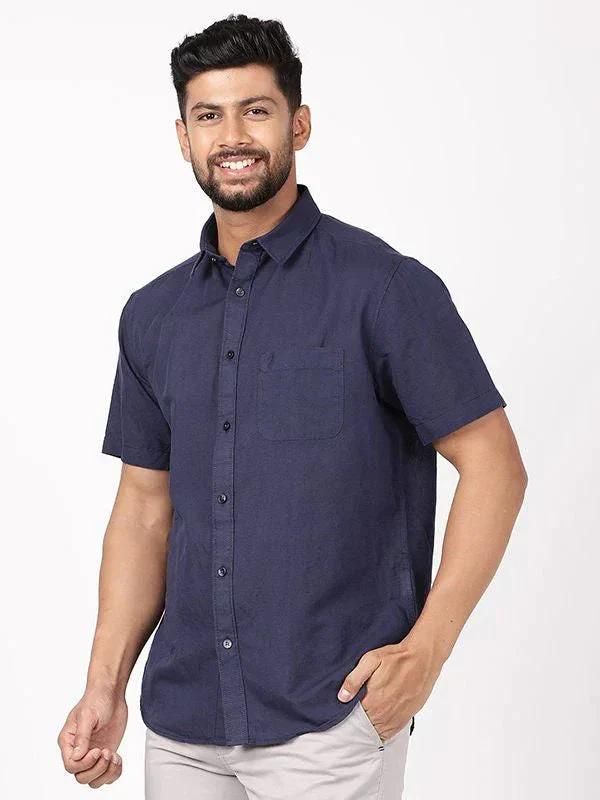 Men's Solid Half Sleeves Cotton Blend Shirt - Image 16
