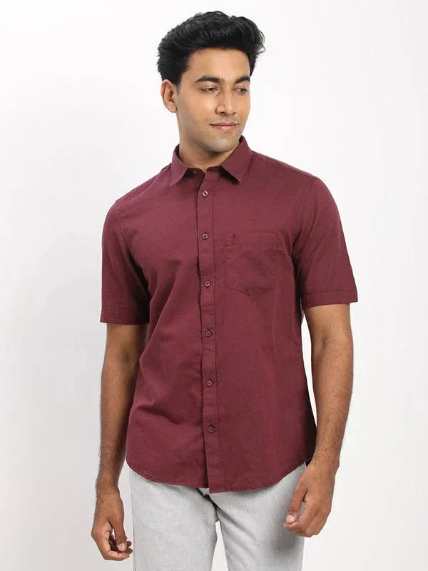Men's Solid Half Sleeves Cotton Blend Shirt - Image 18