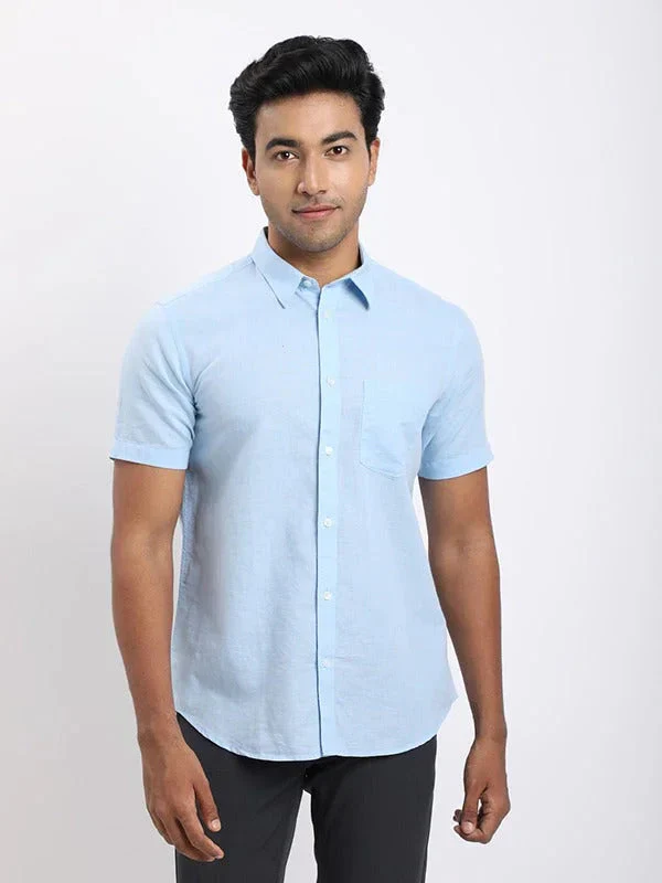 Men's Solid Half Sleeves Cotton Blend Shirt - Image 20