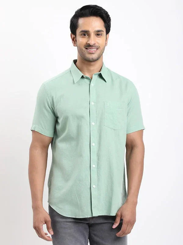 Men's Solid Half Sleeves Cotton Blend Shirt - Image 21