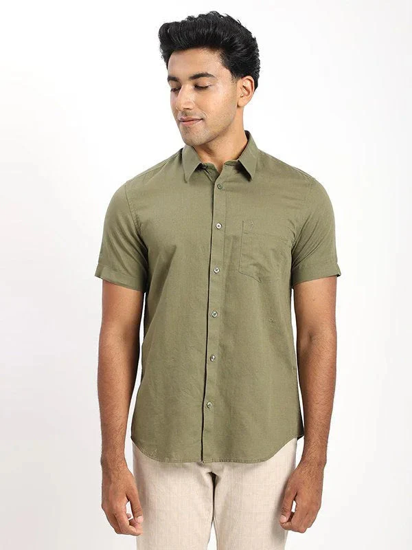 Men's Solid Half Sleeves Cotton Blend Shirt - Image 23