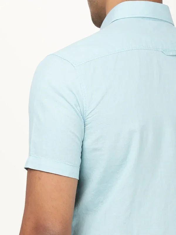 Men's Solid Half Sleeves Cotton Blend Shirt - Image 3
