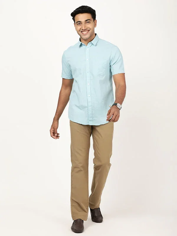 Men's Solid Half Sleeves Cotton Blend Shirt - Image 4