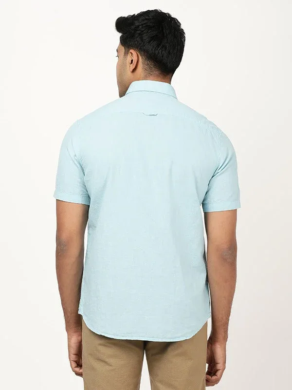 Men's Solid Half Sleeves Cotton Blend Shirt - Image 5
