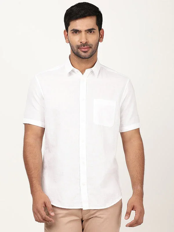 Men's Solid Half Sleeves Cotton Blend Shirt - Image 6