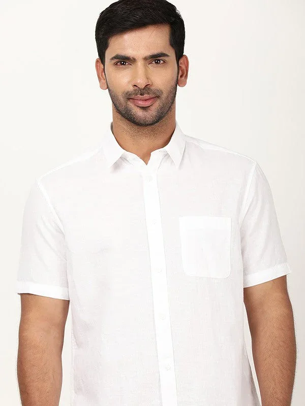 Men's Solid Half Sleeves Cotton Blend Shirt - Image 7