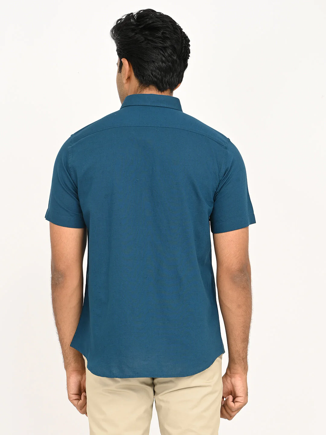 Men's Solid Half Sleeve Cotton Blend Shirt - Image 4