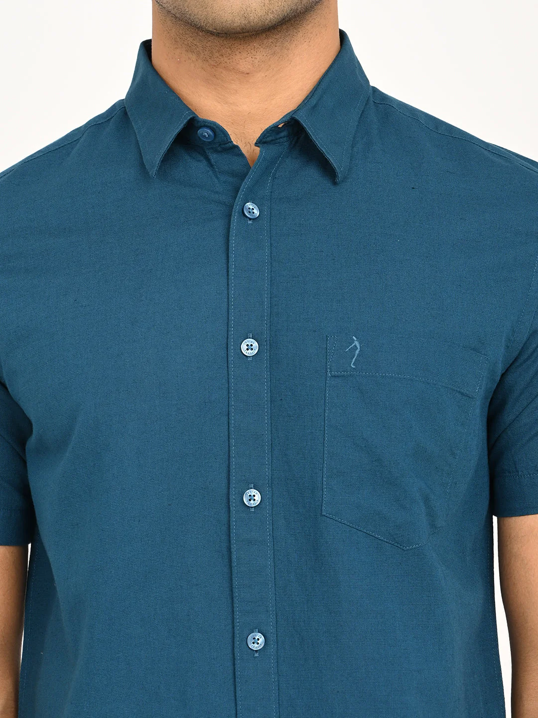 Men's Solid Half Sleeve Cotton Blend Shirt - Image 5