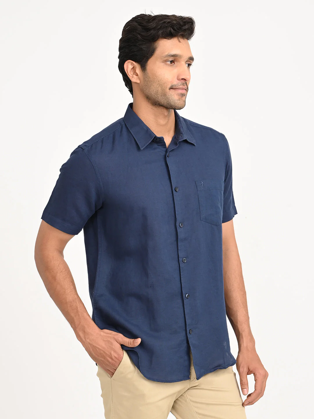 Men's Solid Half Sleeve Cotton Blend Shirt - Image 15