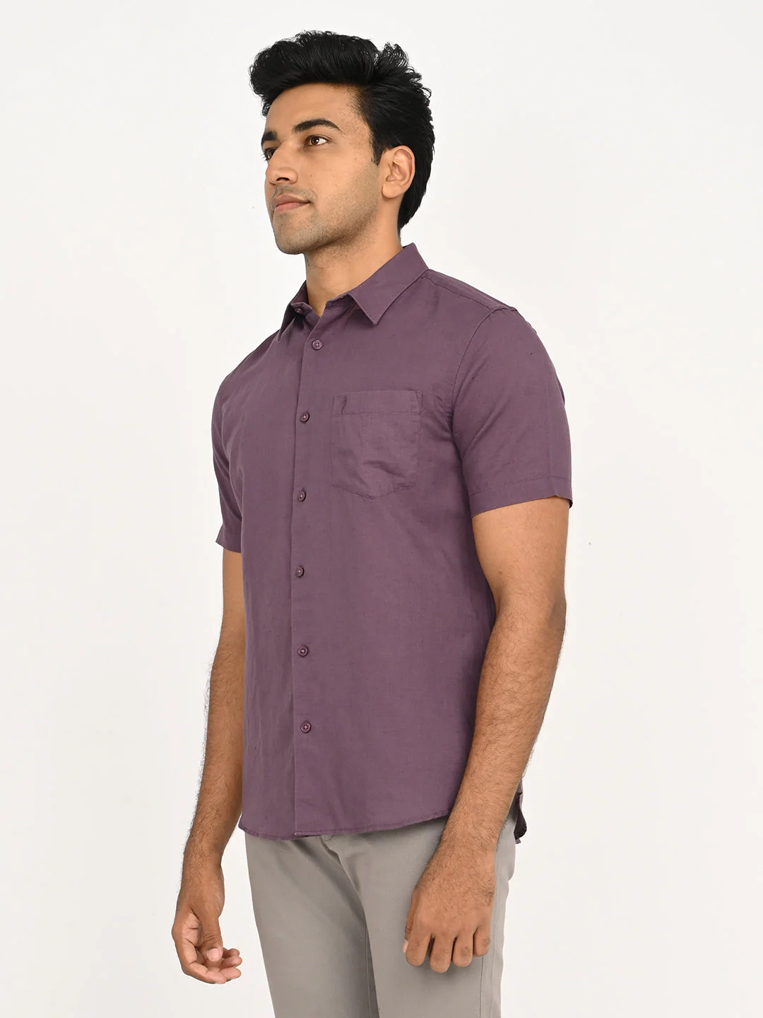 Men's Solid Half Sleeve Cotton Blend Shirt - Image 26