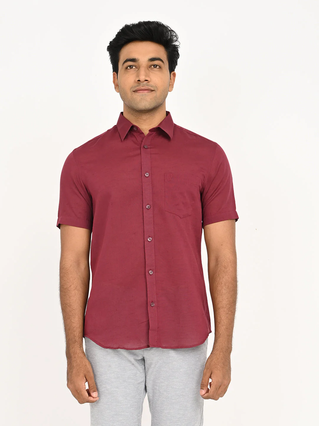 Men's Solid Half Sleeve Cotton Shirt - Image 19