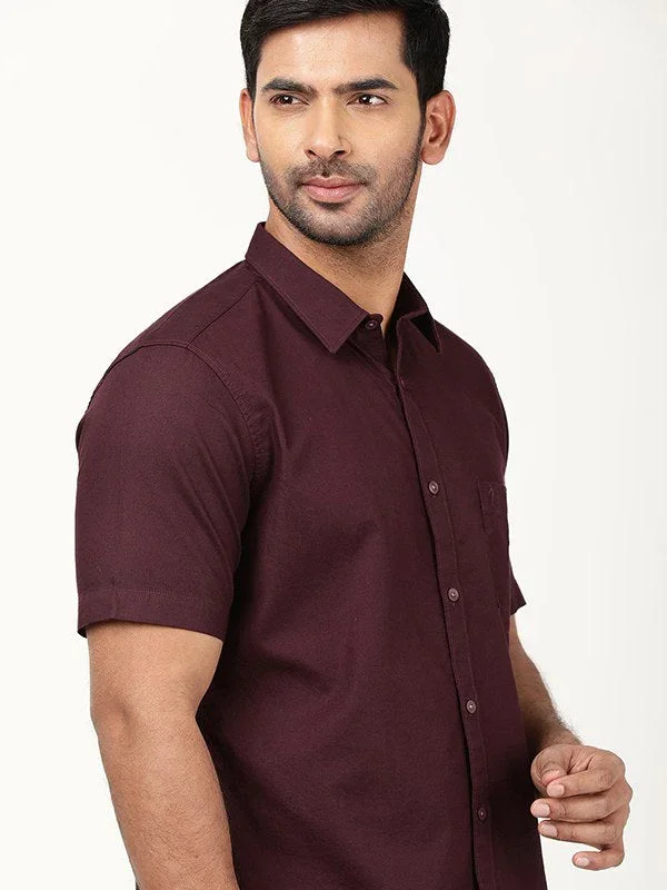 Men's Solid Half Sleeves Cotton Shirt - Image 12