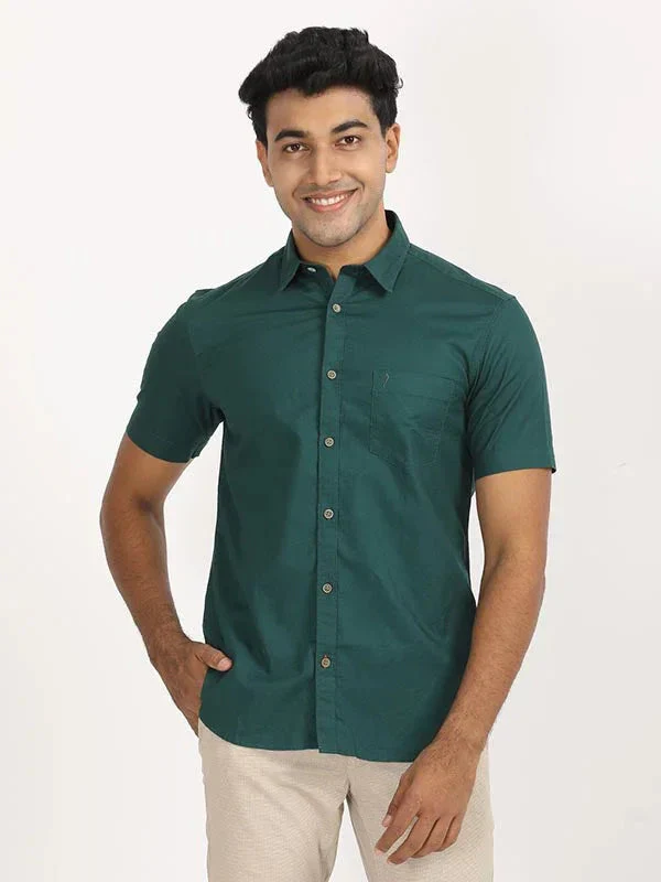 Men's Solid Half Sleeves Cotton Shirt - Image 21