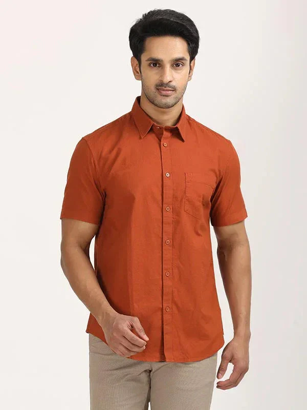 Men's Solid Half Sleeves Cotton Shirt - Image 23