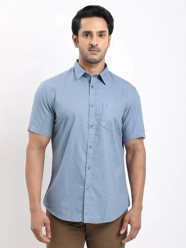 Men's Solid Half Sleeves Cotton Shirt - Image 25