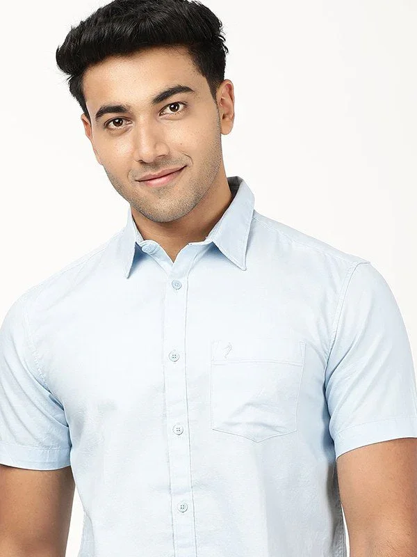 Men's Solid Half Sleeves Cotton Shirt - Image 7