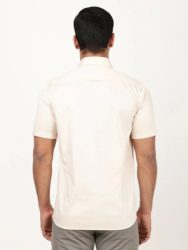 Men's Solid Half Sleeves Cotton Stretch Shirt - Image 10