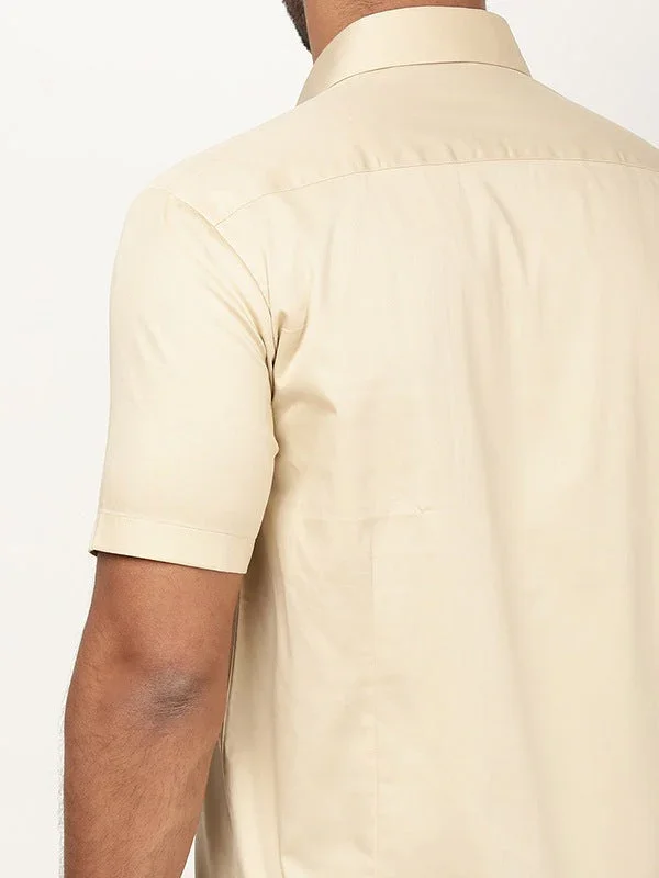 Men's Solid Half Sleeves Cotton Stretch Shirt - Image 13