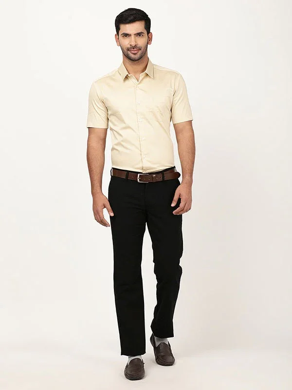 Men's Solid Half Sleeves Cotton Stretch Shirt - Image 14