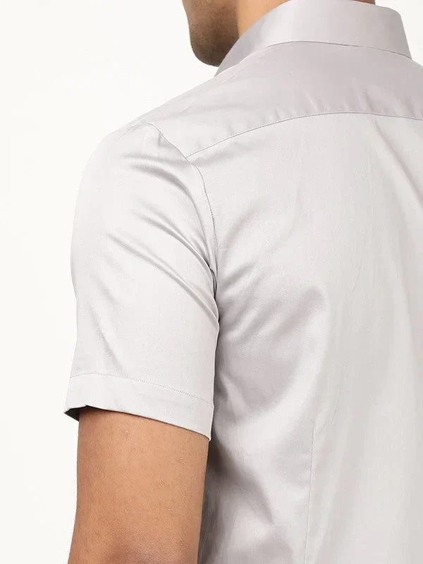 Men's Solid Half Sleeves Cotton Stretch Shirt - Image 18