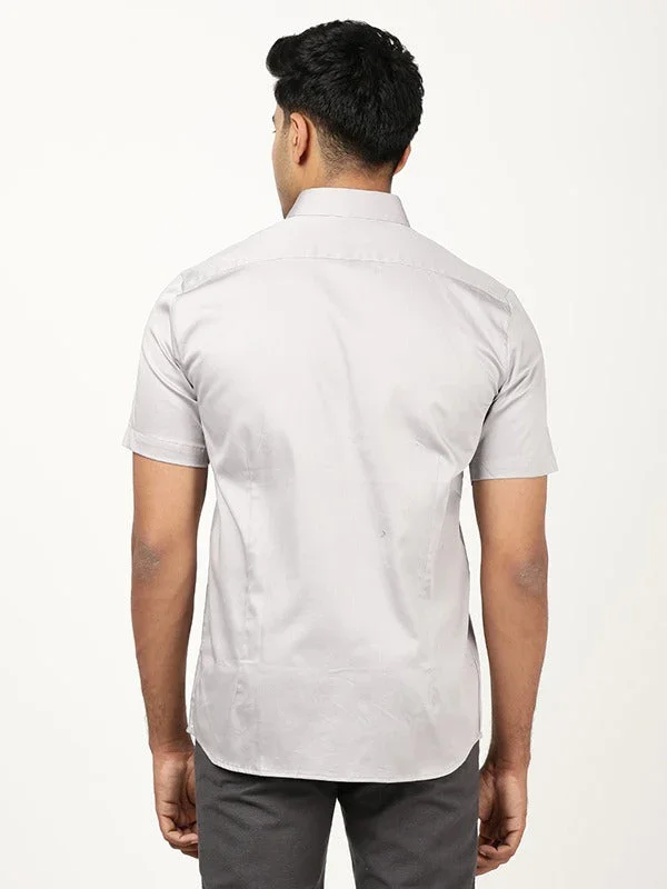Men's Solid Half Sleeves Cotton Stretch Shirt - Image 20