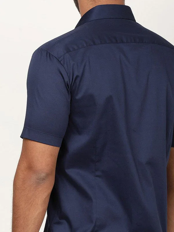 Men's Solid Half Sleeves Cotton Stretch Shirt - Image 23