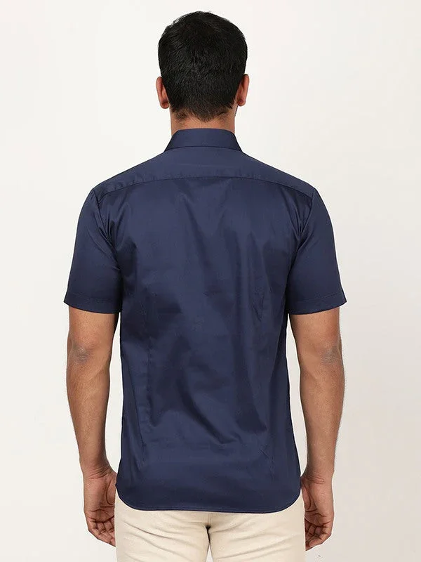 Men's Solid Half Sleeves Cotton Stretch Shirt - Image 25