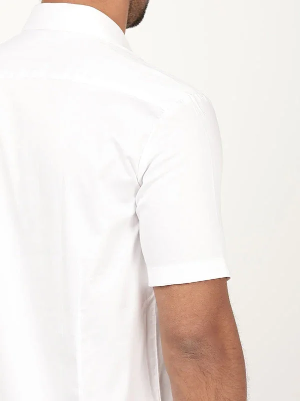 Men's Solid Half Sleeves Cotton Stretch Shirt - Image 28