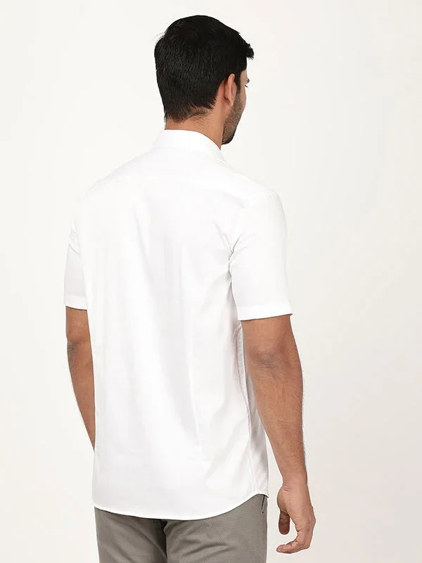 Men's Solid Half Sleeves Cotton Stretch Shirt - Image 30