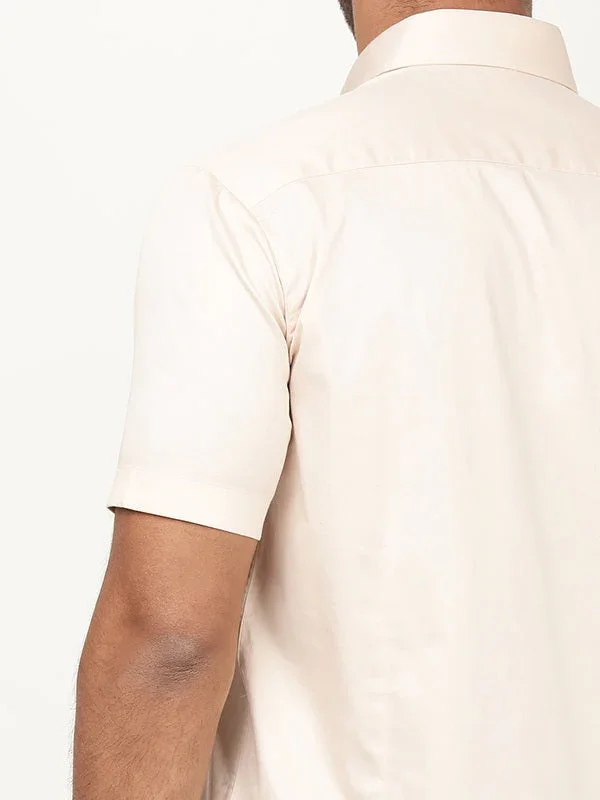 Men's Solid Half Sleeves Cotton Stretch Shirt - Image 8