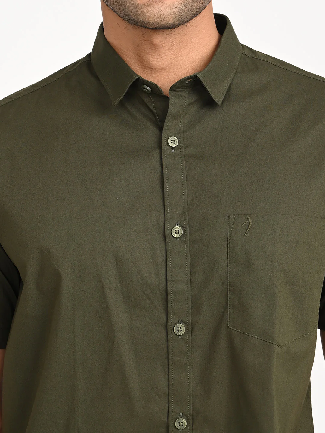 Men's Solid Half Sleeve Cotton Stretch Shirt - Image 5