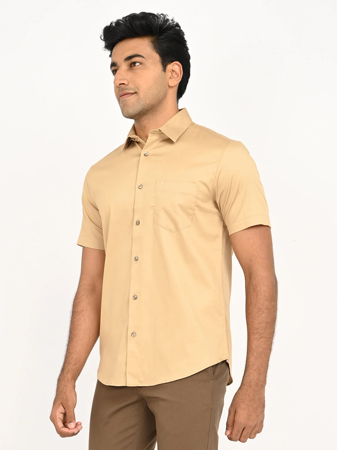 Men's Solid Half Sleeve Cotton Stretch Shirt - Image 14