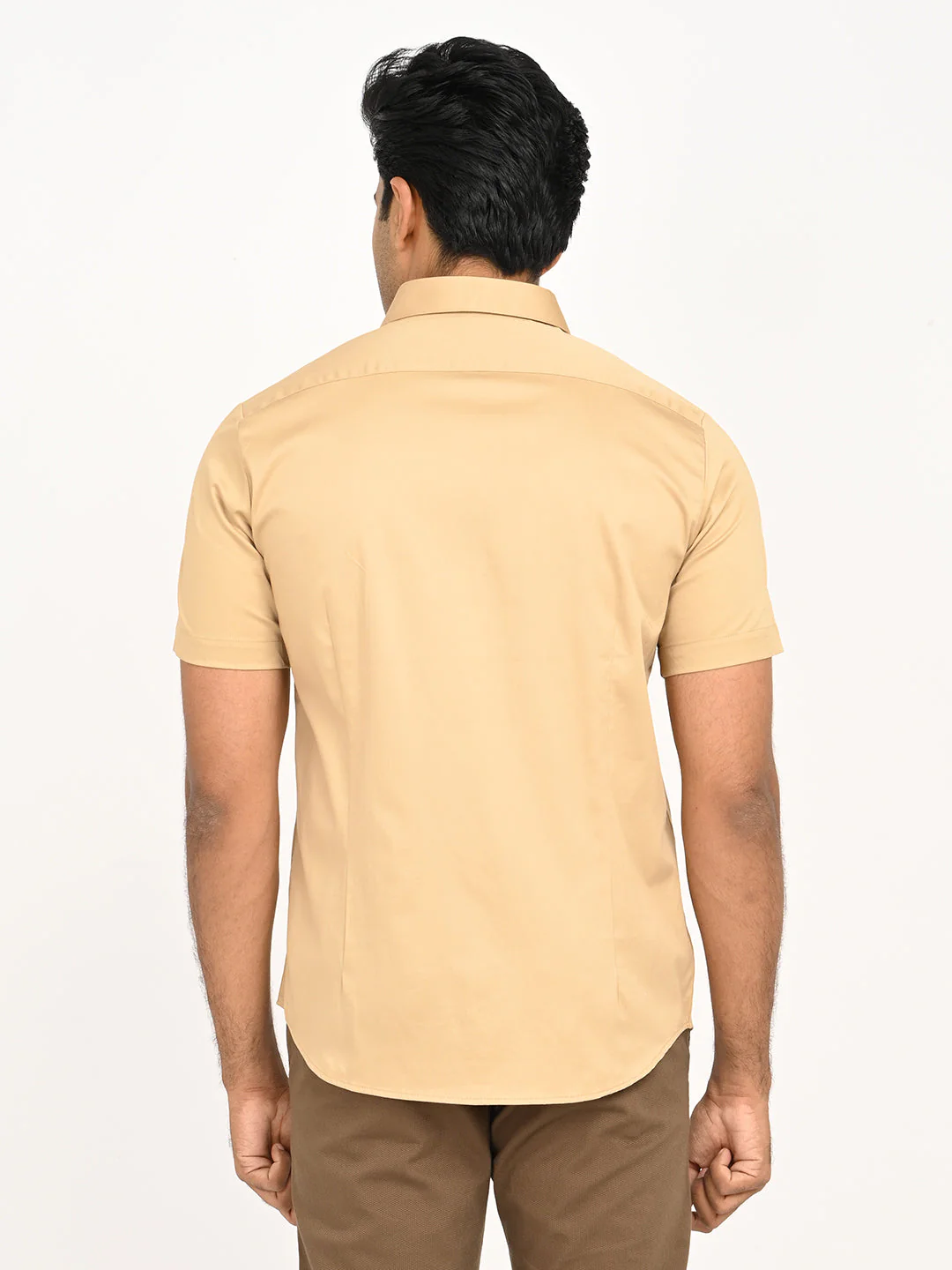 Men's Solid Half Sleeve Cotton Stretch Shirt - Image 16