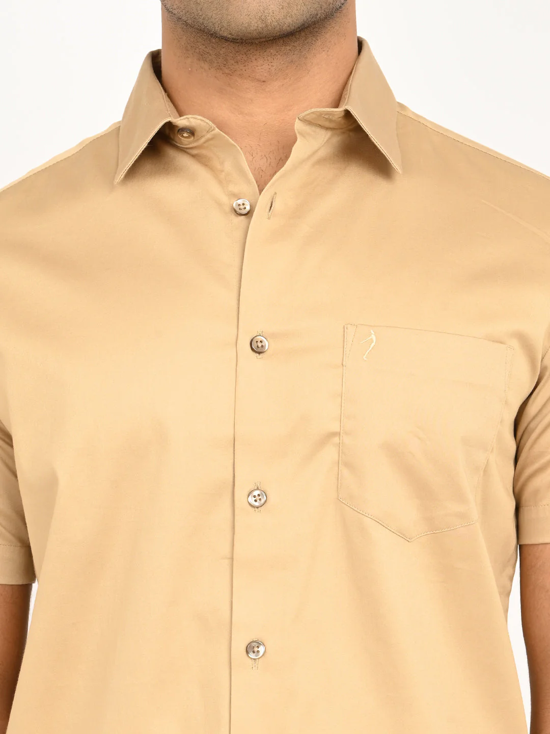 Men's Solid Half Sleeve Cotton Stretch Shirt - Image 17