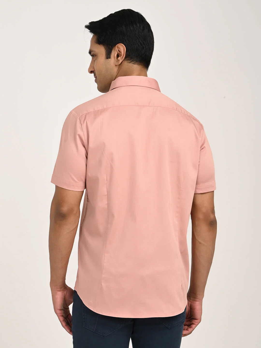 Men's Solid Half Sleeve Cotton Stretch Shirt - Image 22