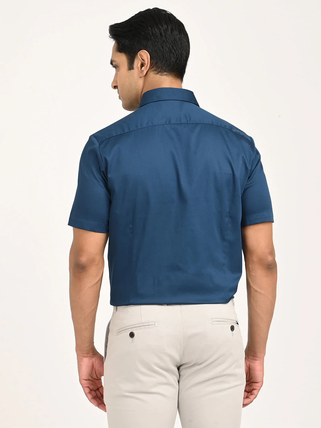 Men's Solid Half Sleeve Cotton Stretch Shirt - Image 4