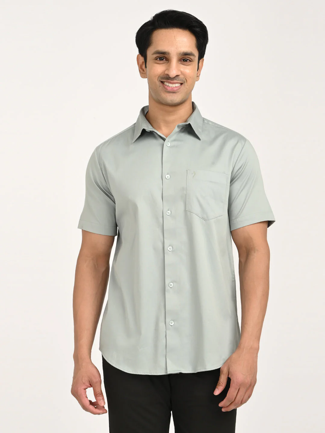 Men's Solid Half Sleeve Cotton Stretch Shirt - Image 7