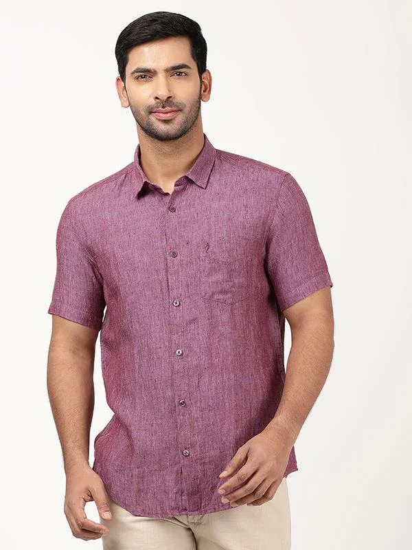 Men's Solid Half Sleeves Linen Shirt - Image 6