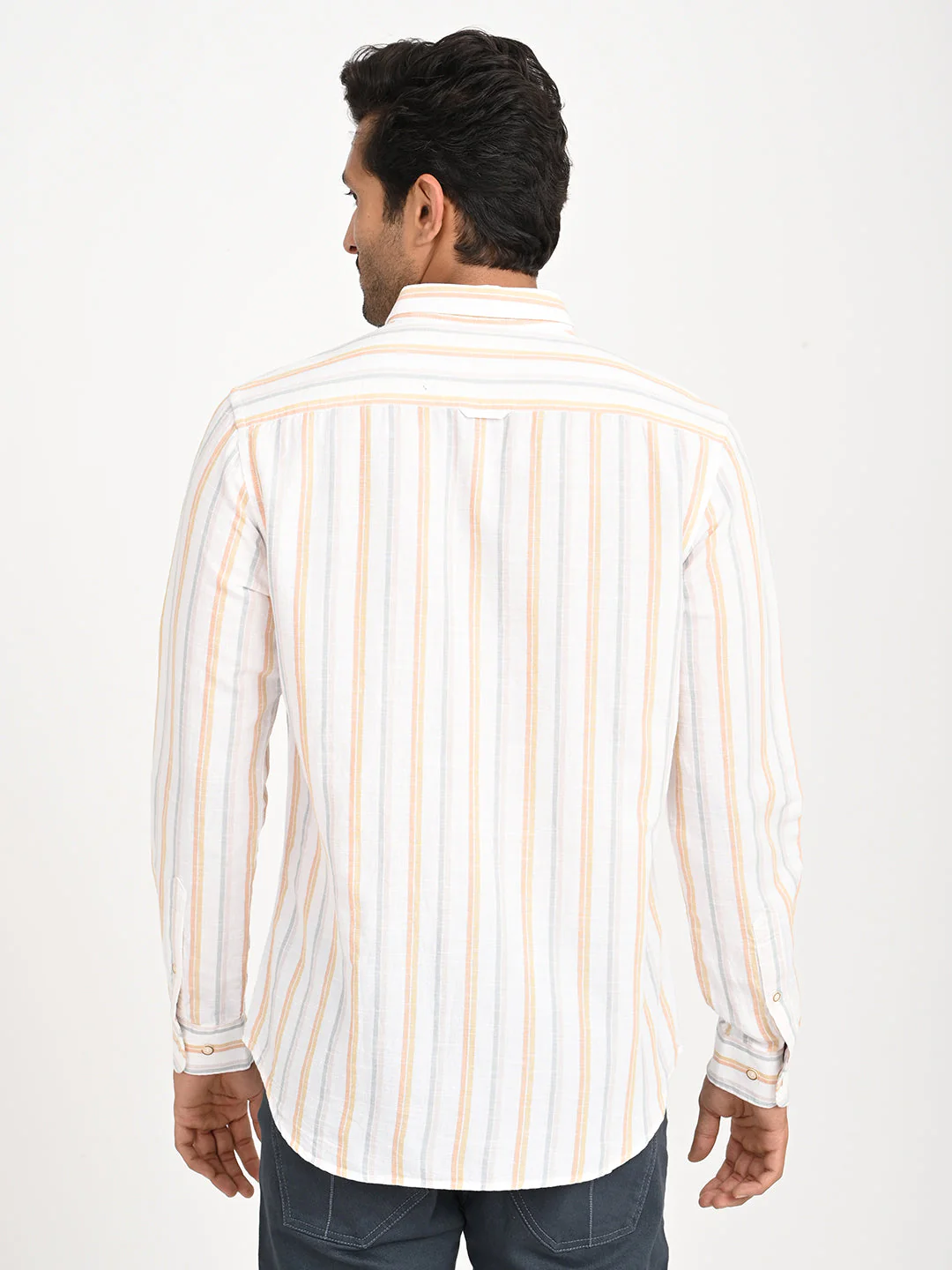 Men's Striped Full Sleeve Cotton Blend Shirt - Image 4