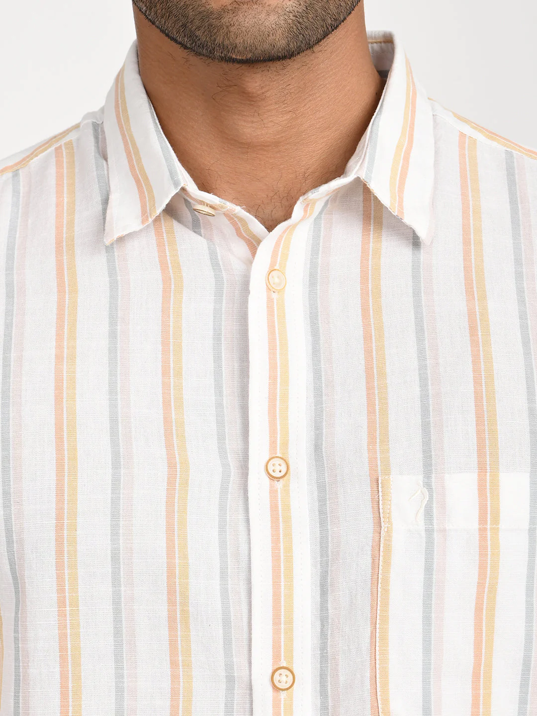 Men's Striped Full Sleeve Cotton Blend Shirt - Image 5