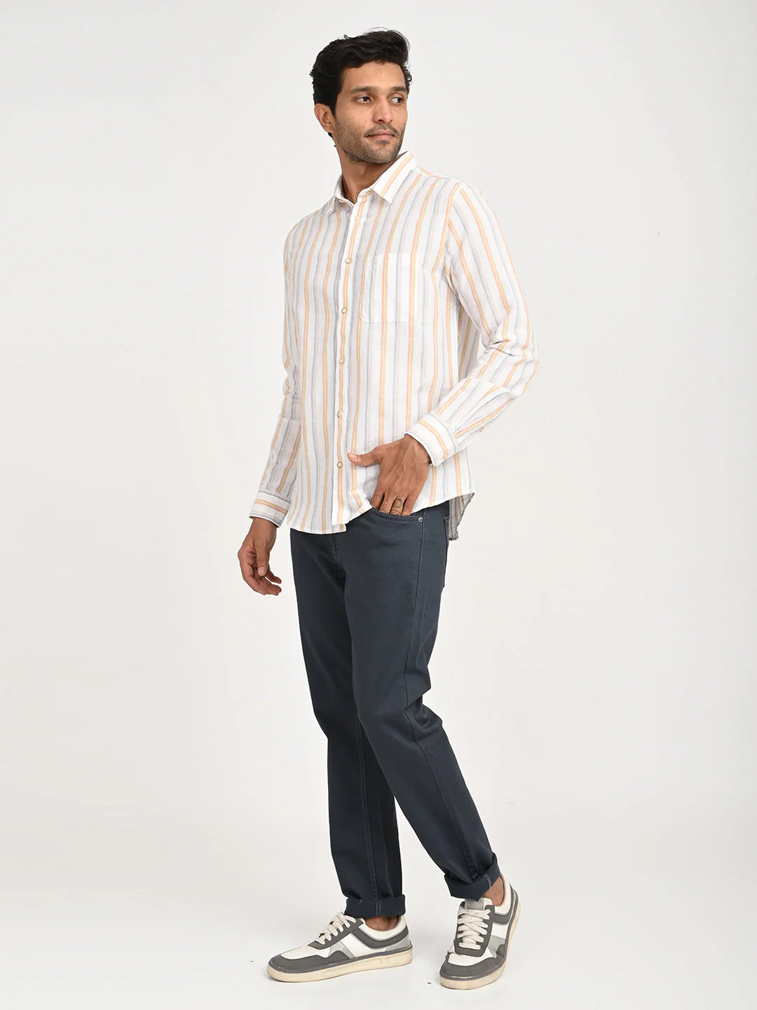 Men's Striped Full Sleeve Cotton Blend Shirt - Image 6