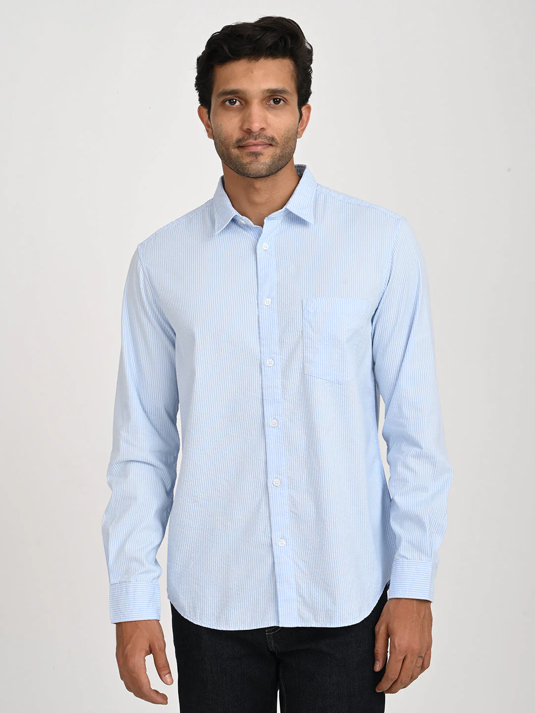 Men's Striped Full Sleeve Cotton Blend Shirt