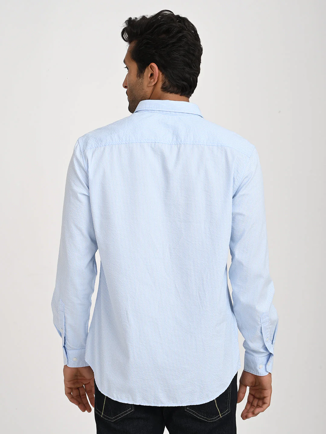 Men's Striped Full Sleeve Cotton Blend Shirt - Image 4