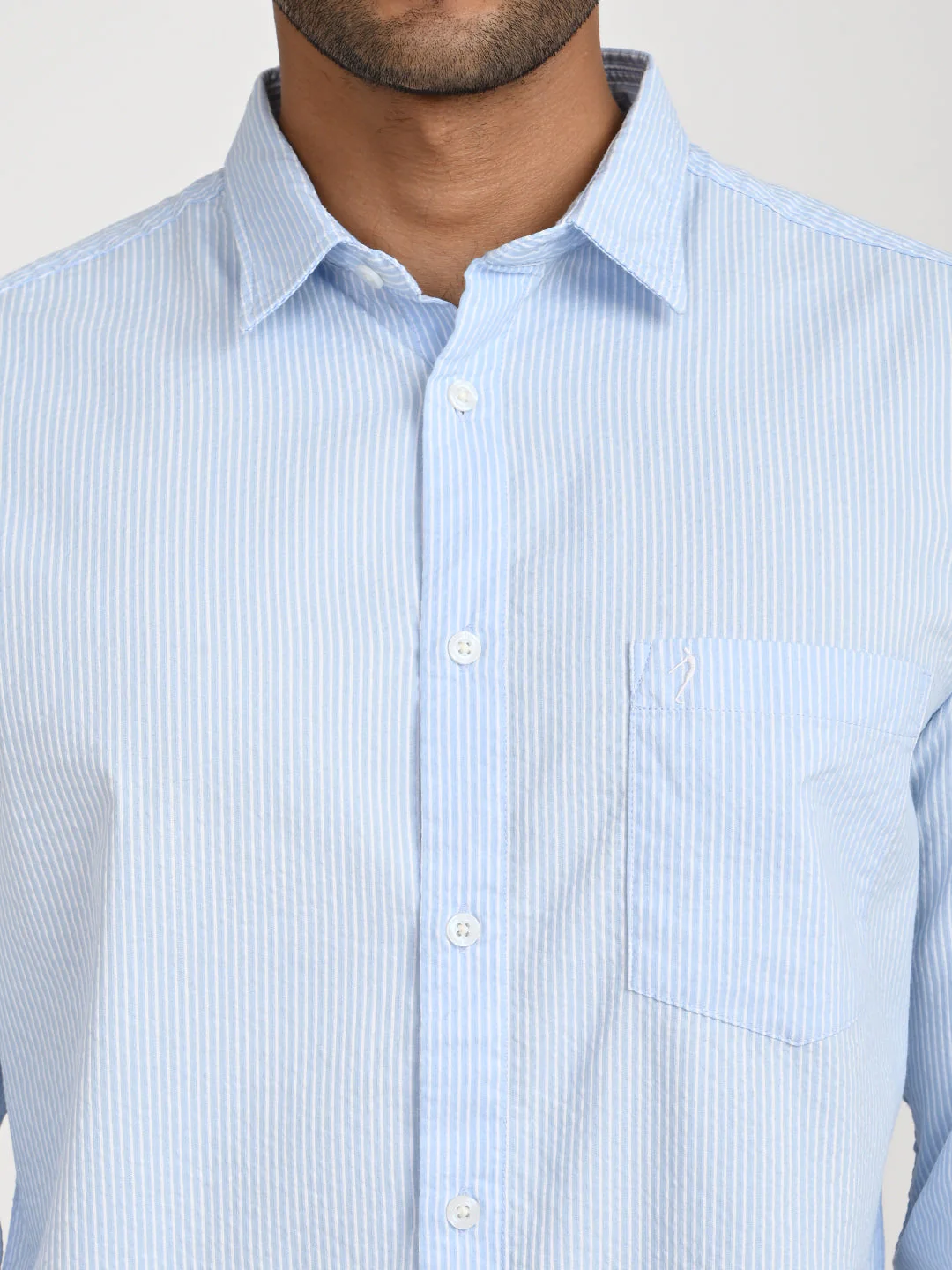 Men's Striped Full Sleeve Cotton Blend Shirt - Image 5
