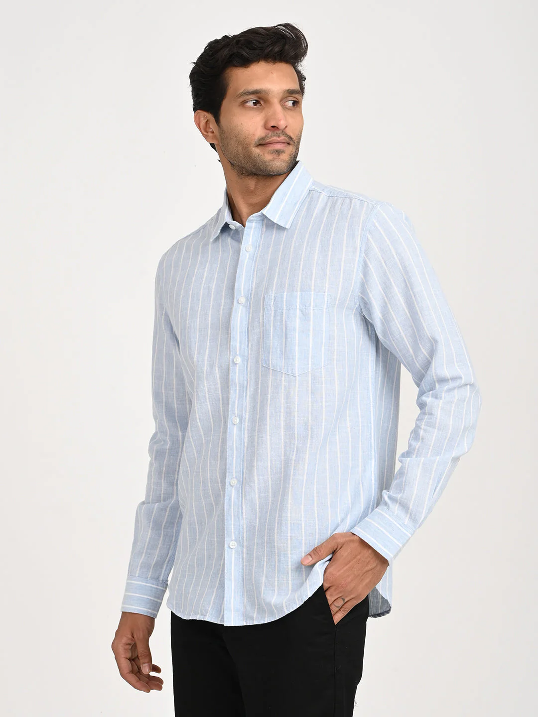 Men's Striped Full Sleeve Cotton Blend Shirt - Image 2